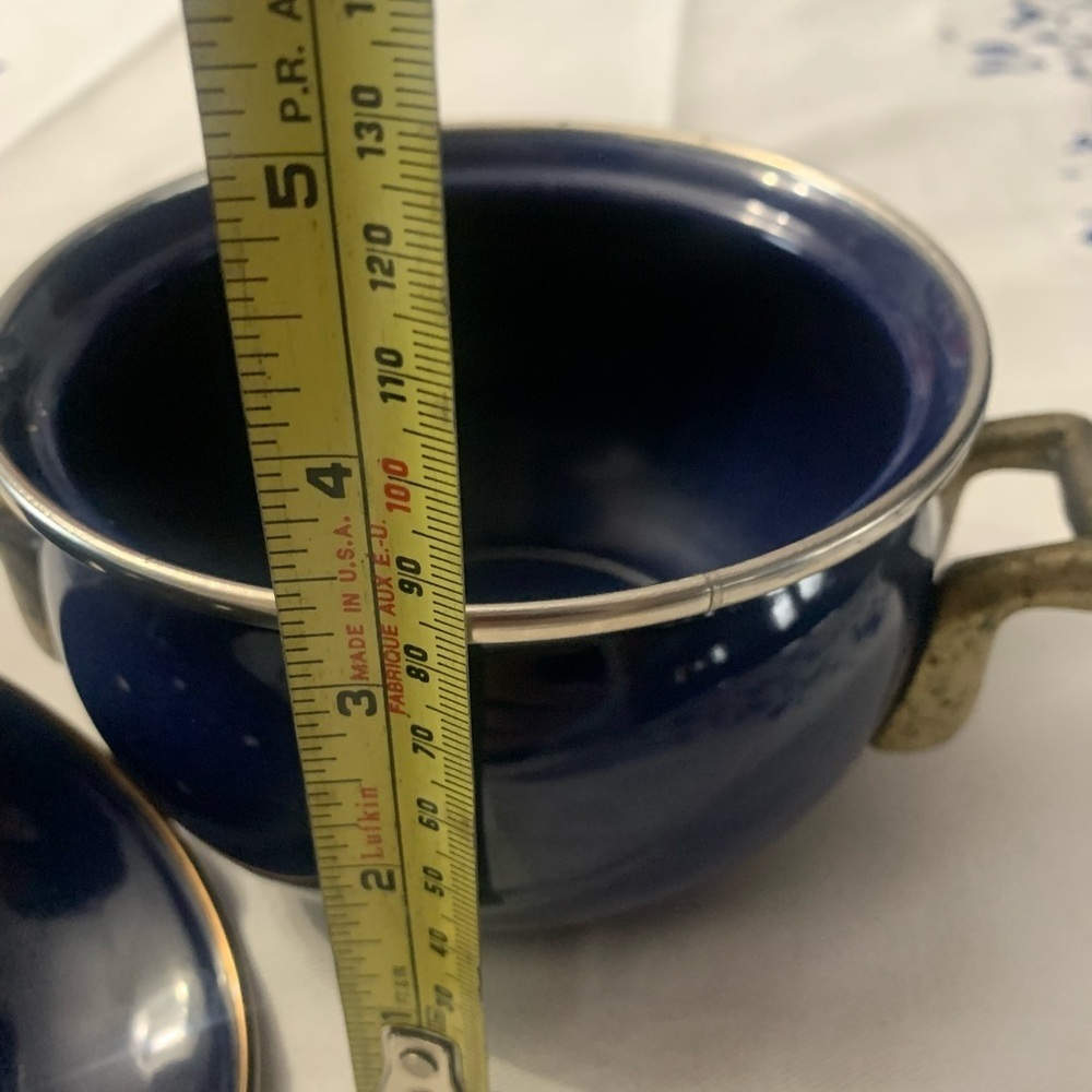 Navy Pot with Brass Lid and Handles - Picture 5 of 6